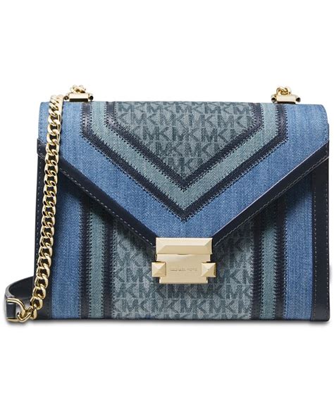 michael kors whitney denim bag|quilted shoulder bag with chain.